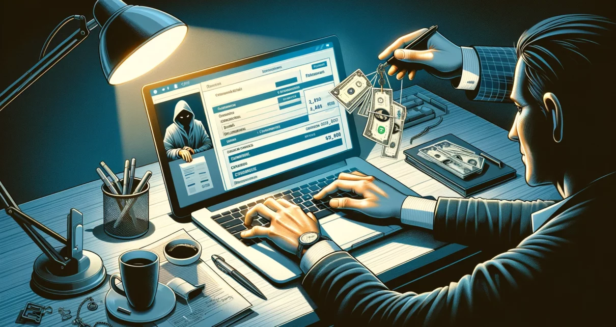 menedżer biura przelewa firmowe środki na swoje prywatne konto